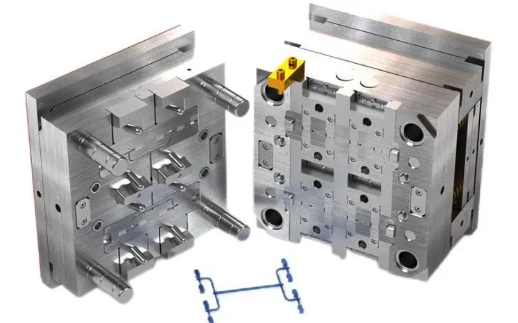 A 2-plate mold for plastic connectors is a commonly used injection mold design