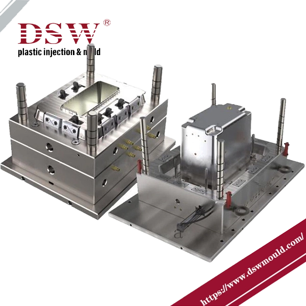 Plastic storage box from injection molds