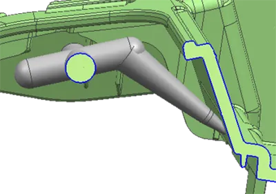 Submarine gate design in plastic casing for streamlined aesthetics