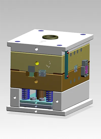 Detailed diagram showing key mould components used in plastic injection moulding, including core, cavity, runner, and gate system