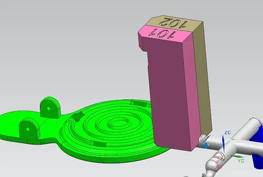 sub-gate-core-side Sub gate located on the core side of a plastic injection mould for precise filling