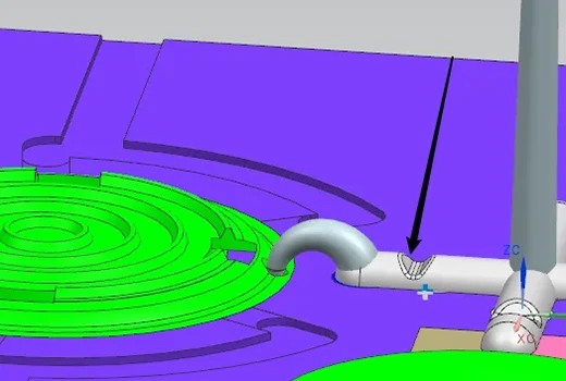 submarine-gate-core-side Submarine gate positioned on the core side of a plastic injection mould