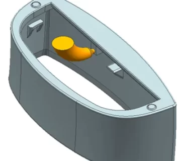 Submarine gate used in injection molding of a plastic cover