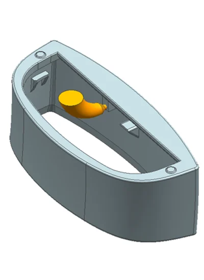 Submarine gate used in injection molding of a plastic cover