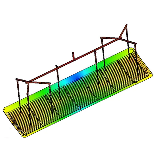 Example of a balanced runner layout in a plastic injection mould.