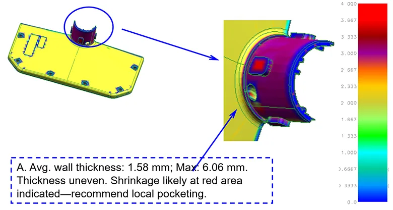 Mold design showing uniform wall thickness for optimized part quality